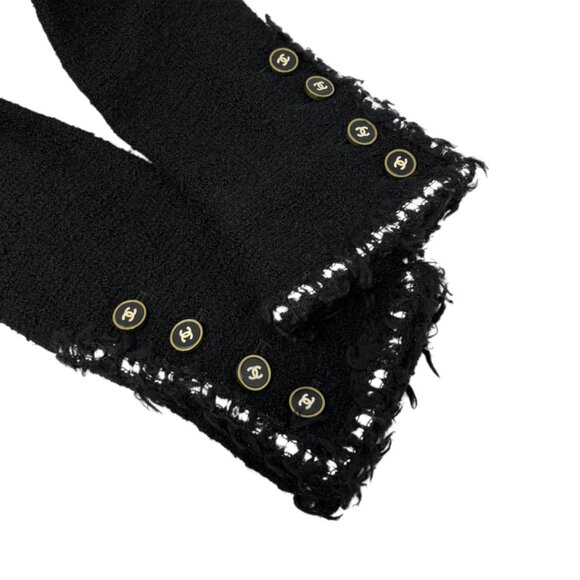 CHANEL Vintage 94A CC Logo Tweed Jacket Blazer Black White Wool Button [105547] - Picture 7 of 16